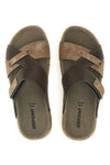 Braune Hausschuhe mit Klettverschluss und echter Ledersohle Jerpoint 8013PSSK