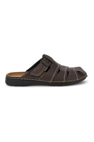 Ciabatte marrone con strappi e sottopiede in vera pelle Jerpoint 616PSSK
