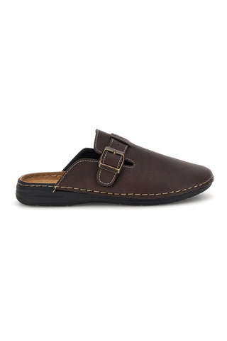 Pantoffeln Braun Leder Einlegesohle mit Schnalle Jerpoint 620PS