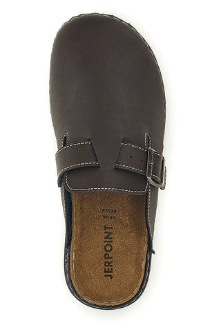 Pantoffeln Braun Leder Einlegesohle mit Schnalle Jerpoint 620PS