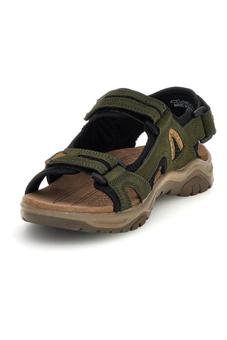 Grüne Sandalen aus echtem Leder mit Riemenverschluss Fly dynamic FD07