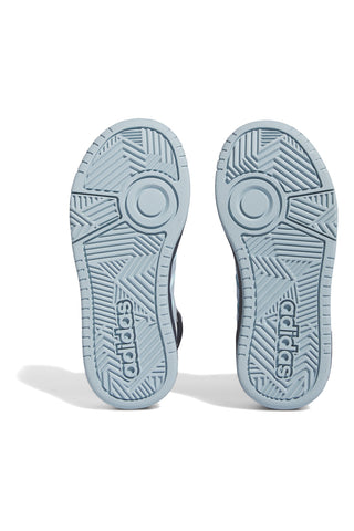 Weiße und blaue halbhohe Adidas Hoops Mid 3 K-Sneaker