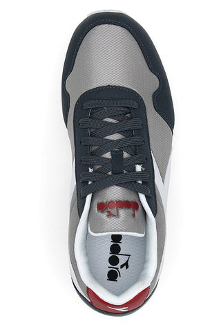 Graue Sneakers mit weißem Diadora Simple Run Frieze