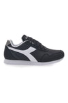 Schwarze Turnschuhe mit weißem Diadora Simple Run-Logo