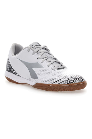Weiße Futsal-Hallenschuhe mit silbernem Diadora Pichichi 6 IDR-Logo