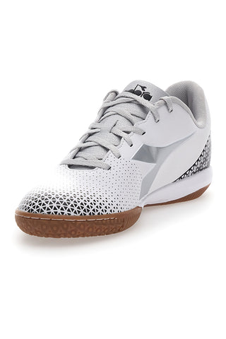 Weiße Futsal-Hallenschuhe mit silbernem Diadora Pichichi 6 IDR-Logo