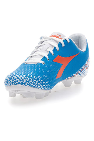 Scarpe da Calcio con Tacchetti Fissi Azzurre con Logo Arancione Diadora Pichichi 6 Md Jr