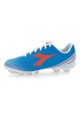 Scarpe da Calcio con Tacchetti Fissi Azzurre con Logo Arancione Diadora Pichichi 6 Md Jr