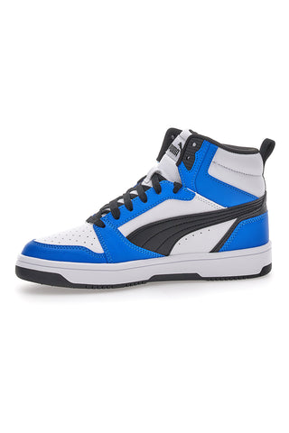 Mittelhohe Puma Rebound V6 Mid Jr.-Sneaker in Weiß und Blau