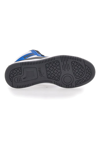 Mittelhohe Puma Rebound V6 Mid Jr.-Sneaker in Weiß und Blau