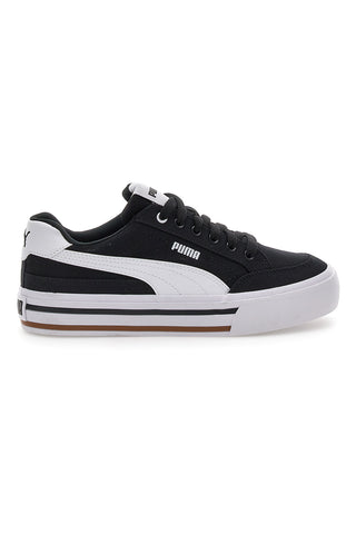 Schwarze und weiße Segeltuchsneaker Puma Court Classic Vulc Fs Jr