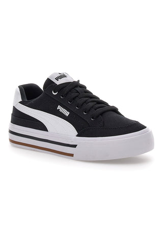 Schwarze und weiße Segeltuchsneaker Puma Court Classic Vulc Fs Jr