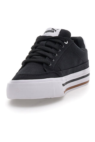 Schwarze und weiße Segeltuchsneaker Puma Court Classic Vulc Fs Jr
