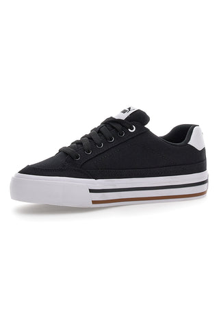 Schwarze und weiße Segeltuchsneaker Puma Court Classic Vulc Fs Jr