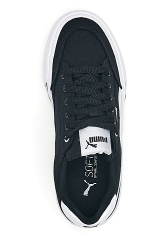 Schwarze und weiße Segeltuchsneaker Puma Court Classic Vulc Fs Jr