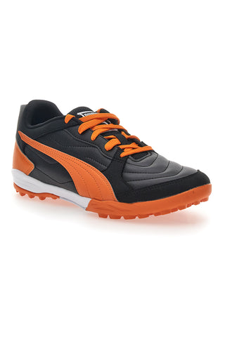 Schwarze und orangefarbene Indoor-Futsalschuhe Puma Pressing IV TT
