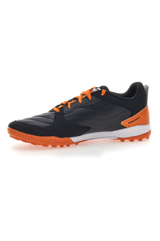 Schwarze und orangefarbene Indoor-Futsalschuhe Puma Pressing IV TT