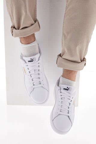 Puma Smash 3.0 L Weiße Turnschuhe mit Schnürsenkeln