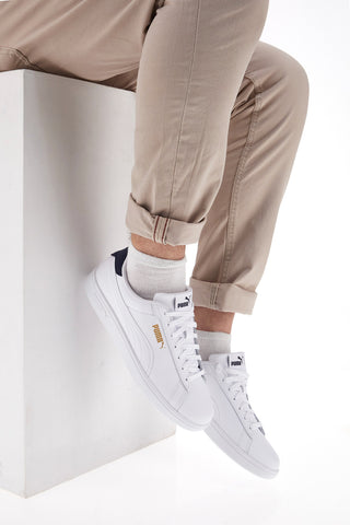 Puma Smash 3.0 L Weiße Turnschuhe mit Schnürsenkeln