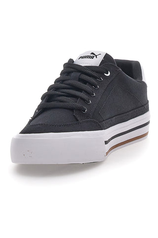 Schwarz-weiße Canvas-Sneaker Puma Court Classic Vulc Fs