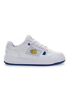 Weiße Turnschuhe mit gelbem Champion Rebound Summerized Low-Logo