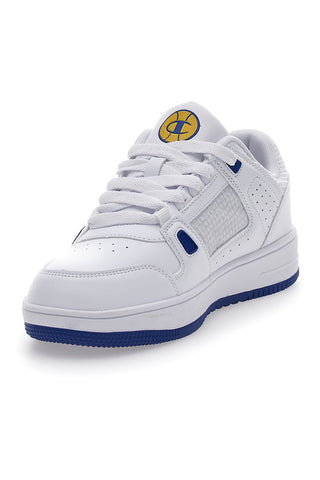 Weiße Turnschuhe mit gelbem Champion Rebound Summerized Low-Logo
