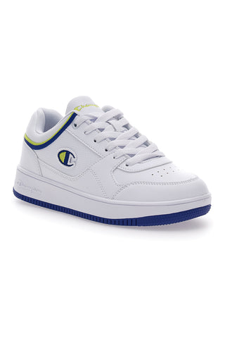 Weiße Turnschuhe mit blauer Sohle Champion Rebound Low B Gs