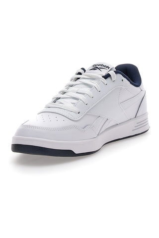Weiße und schwarze Turnschuhe mit Mikrobläschen Reebok Court Advance