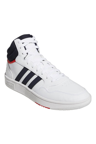 Weiße hohe Sneakers mit Schnürsenkeln Adidas Hoops 3.0 Mid