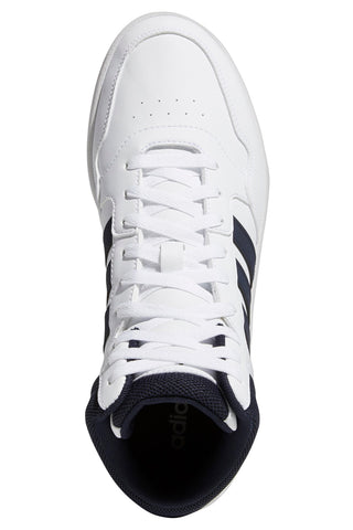 Weiße hohe Sneakers mit Schnürsenkeln Adidas Hoops 3.0 Mid