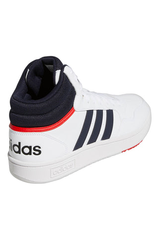 Weiße hohe Sneakers mit Schnürsenkeln Adidas Hoops 3.0 Mid