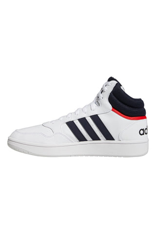 Weiße hohe Sneakers mit Schnürsenkeln Adidas Hoops 3.0 Mid