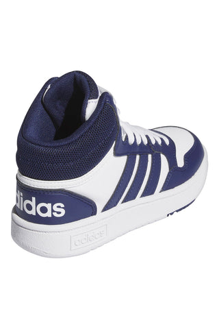 Sneakers Mid-Cut Bianche e Blu Adidas Hoops 3 Mid K