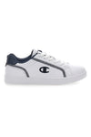 Weiße und blaue Turnschuhe mit sichtbaren Nähten Champion Alex B