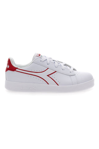 Weiße Sneakers mit rotem Logo und Klettverschluss DIADORA GAME P GS