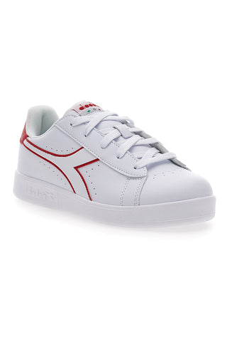 Weiße Sneakers mit rotem Logo und Klettverschluss DIADORA GAME P GS