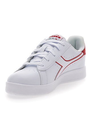 Weiße Sneakers mit rotem Logo und Klettverschluss DIADORA GAME P GS