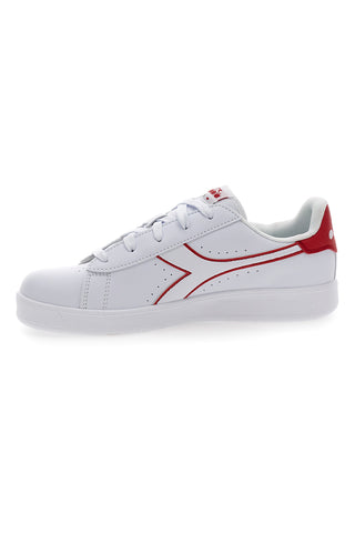 Weiße Sneakers mit rotem Logo und Klettverschluss DIADORA GAME P GS