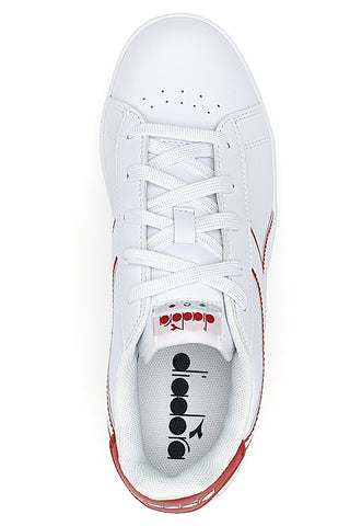 Weiße Sneakers mit rotem Logo und Klettverschluss DIADORA GAME P GS