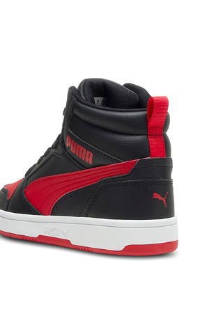 Puma Rebound V6 Mid High Sneakers in Schwarz und Rot