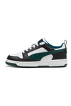 Schwarz-weiße und grüne Turnschuhe Puma Rebound V6 Low Jr