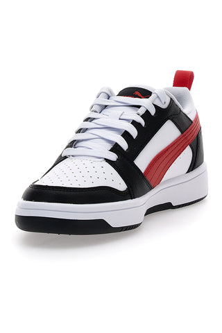 Sneakers Bianche Con Stringa Rossa Laterale Puma Rebound V6 LO JR