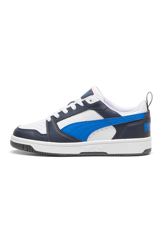 Weiße und blaue Turnschuhe Puma Rebound V6 Low Jr
