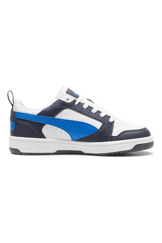 Weiße und blaue Turnschuhe Puma Rebound V6 Low Jr