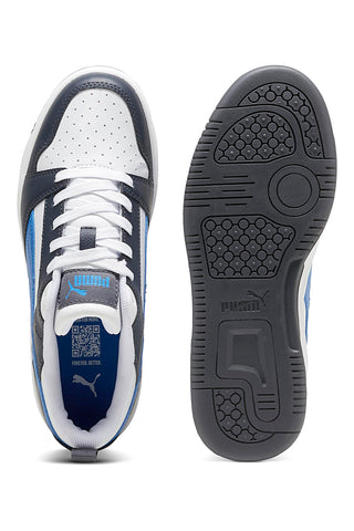 Weiße und blaue Turnschuhe Puma Rebound V6 Low Jr