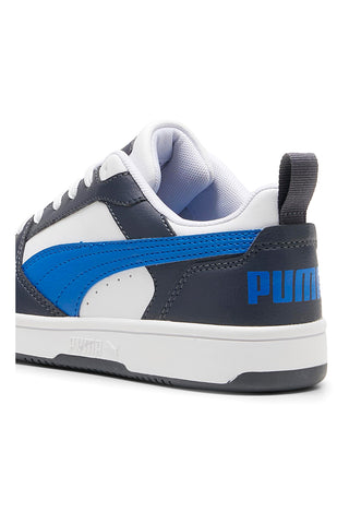 Weiße und blaue Turnschuhe Puma Rebound V6 Low Jr