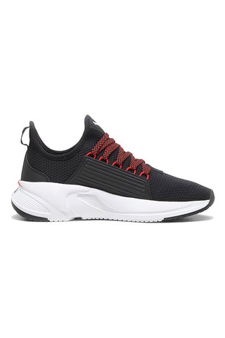 Schwarz-roter Slip-Op-Sneaker von Puma PREMIER SLIP ON JR mit Memory-Schaum-Einlegesohle