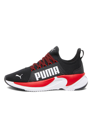 Schwarz-roter Slip-Op-Sneaker von Puma PREMIER SLIP ON JR mit Memory-Schaum-Einlegesohle