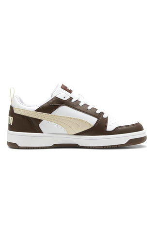 Sneakers con lacci marroni e bianche Puma Rebound V6 Low