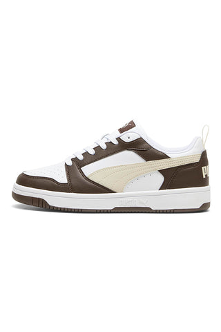 Sneakers con lacci marroni e bianche Puma Rebound V6 Low